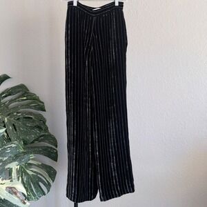 Rare 90s Heidi Weisel Black Silk Velvet Wide Leg Pants Size 2 Designer Luxury